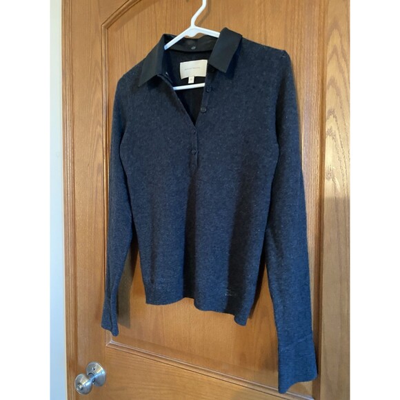 Brochu Walker Wool/Cashmere Sweater Removable Collar Charcoal Gray Women’s Sz XS - Picture 2 of 10